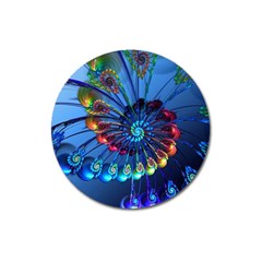 Top Peacock Feathers Magnet 3  (round)