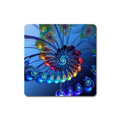 Top Peacock Feathers Square Magnet