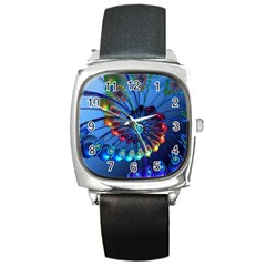 Top Peacock Feathers Square Metal Watch by BangZart