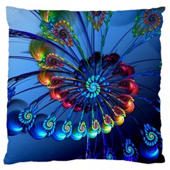 Top Peacock Feathers Large Cushion Case (one Side) by BangZart