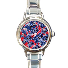 Batik Background Vector Round Italian Charm Watch by BangZart