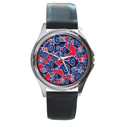 Batik Background Vector Round Metal Watch