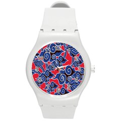 Batik Background Vector Round Plastic Sport Watch (m) by BangZart