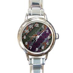 Batik Art Pattern  Round Italian Charm Watch