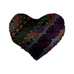 Batik Art Pattern  Standard 16  Premium Heart Shape Cushions Back