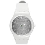 Embossed Rose Pattern Round Plastic Sport Watch (M) Front