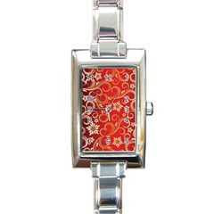 Golden Swirls Floral Pattern Rectangle Italian Charm Watch by BangZart