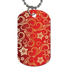 Golden Swirls Floral Pattern Dog Tag (two Sides) by BangZart