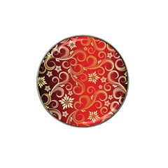 Golden Swirls Floral Pattern Hat Clip Ball Marker (4 Pack) by BangZart