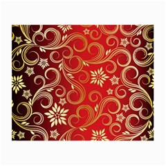 Golden Swirls Floral Pattern Small Glasses Cloth by BangZart