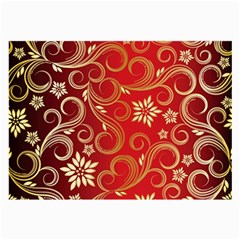 Golden Swirls Floral Pattern Large Glasses Cloth by BangZart