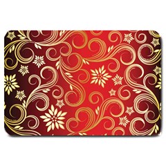 Golden Swirls Floral Pattern Large Doormat  by BangZart