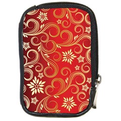 Golden Swirls Floral Pattern Compact Camera Cases by BangZart