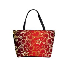 Golden Swirls Floral Pattern Shoulder Handbags by BangZart