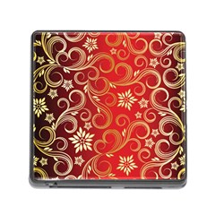 Golden Swirls Floral Pattern Memory Card Reader (square) by BangZart