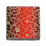 Golden Swirls Floral Pattern Memory Card Reader (Square) Front