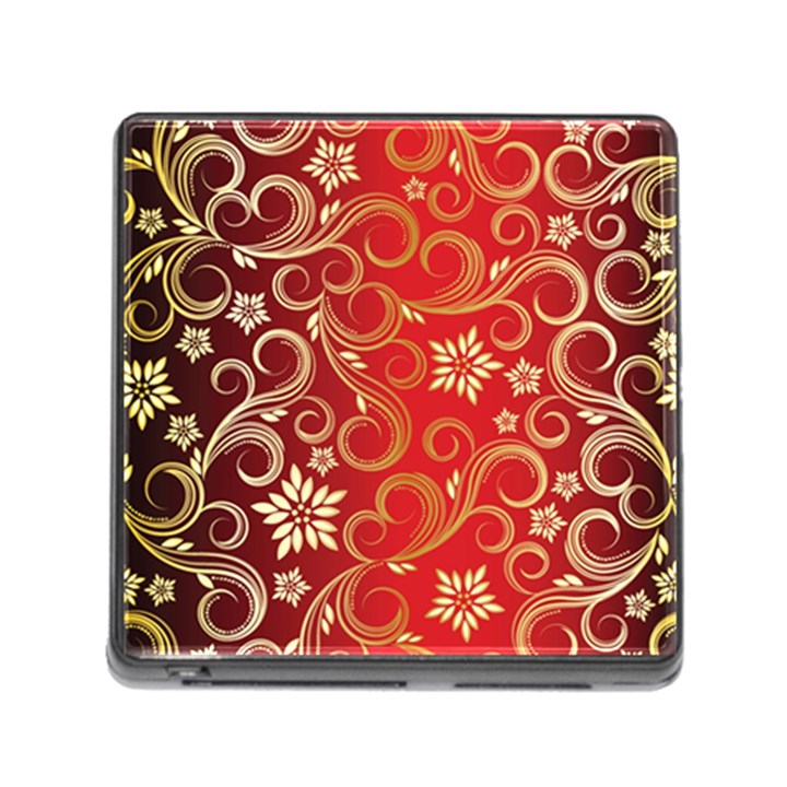 Golden Swirls Floral Pattern Memory Card Reader (Square)