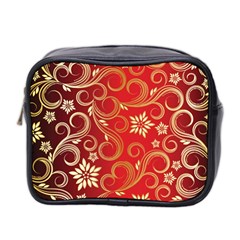 Golden Swirls Floral Pattern Mini Toiletries Bag 2-side by BangZart