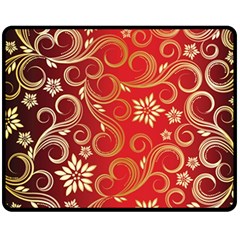 Golden Swirls Floral Pattern Fleece Blanket (medium)  by BangZart