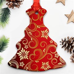 Golden Swirls Floral Pattern Christmas Tree Ornament (two Sides) by BangZart