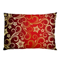 Golden Swirls Floral Pattern Pillow Case (two Sides) by BangZart