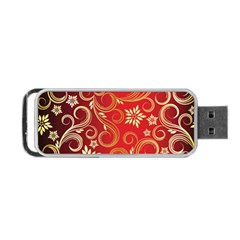 Golden Swirls Floral Pattern Portable Usb Flash (two Sides) by BangZart