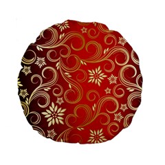 Golden Swirls Floral Pattern Standard 15  Premium Round Cushions by BangZart