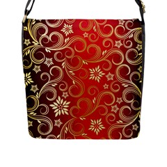 Golden Swirls Floral Pattern Flap Messenger Bag (l)  by BangZart