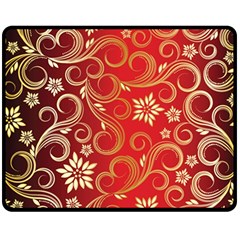 Golden Swirls Floral Pattern Double Sided Fleece Blanket (medium)  by BangZart