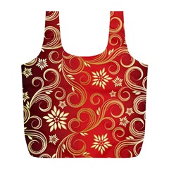 Golden Swirls Floral Pattern Full Print Recycle Bags (l)  by BangZart