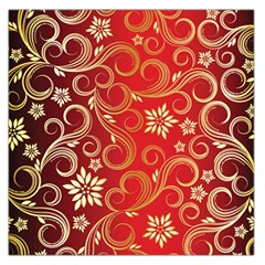 Golden Swirls Floral Pattern Large Satin Scarf (square) by BangZart