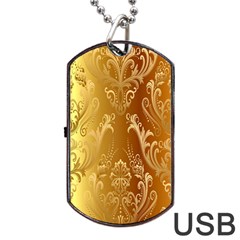 Golden Pattern Vintage Gradient Vector Dog Tag Usb Flash (one Side)