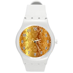 Golden Pattern Vintage Gradient Vector Round Plastic Sport Watch (m) by BangZart