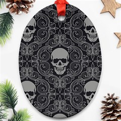 Dark Horror Skulls Pattern Ornament (oval) by BangZart