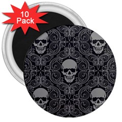 Dark Horror Skulls Pattern 3  Magnets (10 Pack) 