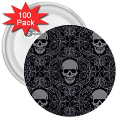 Dark Horror Skulls Pattern 3  Buttons (100 Pack)  by BangZart