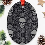 Dark Horror Skulls Pattern Oval Ornament (Two Sides) Front