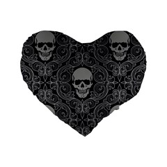 Dark Horror Skulls Pattern Standard 16  Premium Heart Shape Cushions by BangZart