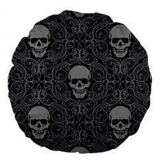 Dark Horror Skulls Pattern Large 18  Premium Flano Round Cushions by BangZart