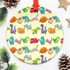 Group Of Funny Dinosaurs Graphic Ornament (round) by BangZart