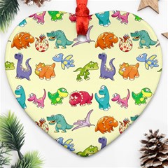 Group Of Funny Dinosaurs Graphic Ornament (heart) by BangZart