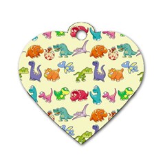 Group Of Funny Dinosaurs Graphic Dog Tag Heart (one Side) by BangZart