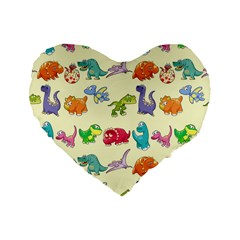 Group Of Funny Dinosaurs Graphic Standard 16  Premium Heart Shape Cushions by BangZart