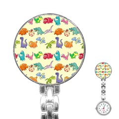 Group Of Funny Dinosaurs Graphic Stainless Steel Nurses Watch by BangZart