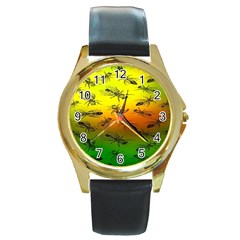 Insect Pattern Round Gold Metal Watch by BangZart