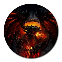 Dragon Legend Art Fire Digital Fantasy Round Mousepads by BangZart