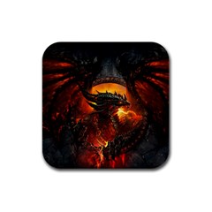 Dragon Legend Art Fire Digital Fantasy Rubber Square Coaster (4 Pack)  by BangZart