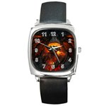 Dragon Legend Art Fire Digital Fantasy Square Metal Watch Front