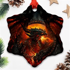 Dragon Legend Art Fire Digital Fantasy Snowflake Ornament (two Sides) by BangZart