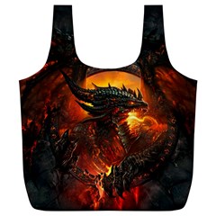 Dragon Legend Art Fire Digital Fantasy Full Print Recycle Bags (l)  by BangZart